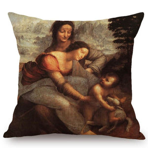 Leonardo Da Vinci Inspired Cushion Covers The Virgin And Child With St. Anne Cushion Cover