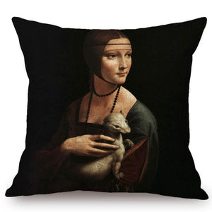 Leonardo Da Vinci Inspired Cushion Covers Lady With An Ermine Cushion Cover