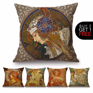 Alphonse Mucha Inspired Cushion Covers