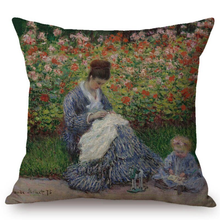 Load image into Gallery viewer, Claude Monet Inspired Cushion Covers Madame And Child Cushion Cover
