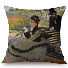 Load image into Gallery viewer, Claude Monet Inspired Cushion Covers Camille On A Garden Bench Cushion Cover
