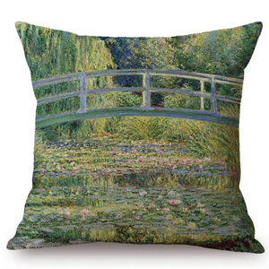 Claude Monet Inspired Cushion Covers Water Lilies And Japanese Bridge Cushion Cover