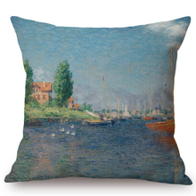 Load image into Gallery viewer, Claude Monet Inspired Cushion Covers Red Boats At Argenteuil Cushion Cover
