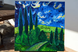 Cypressi Blu painting by Chiara Magni