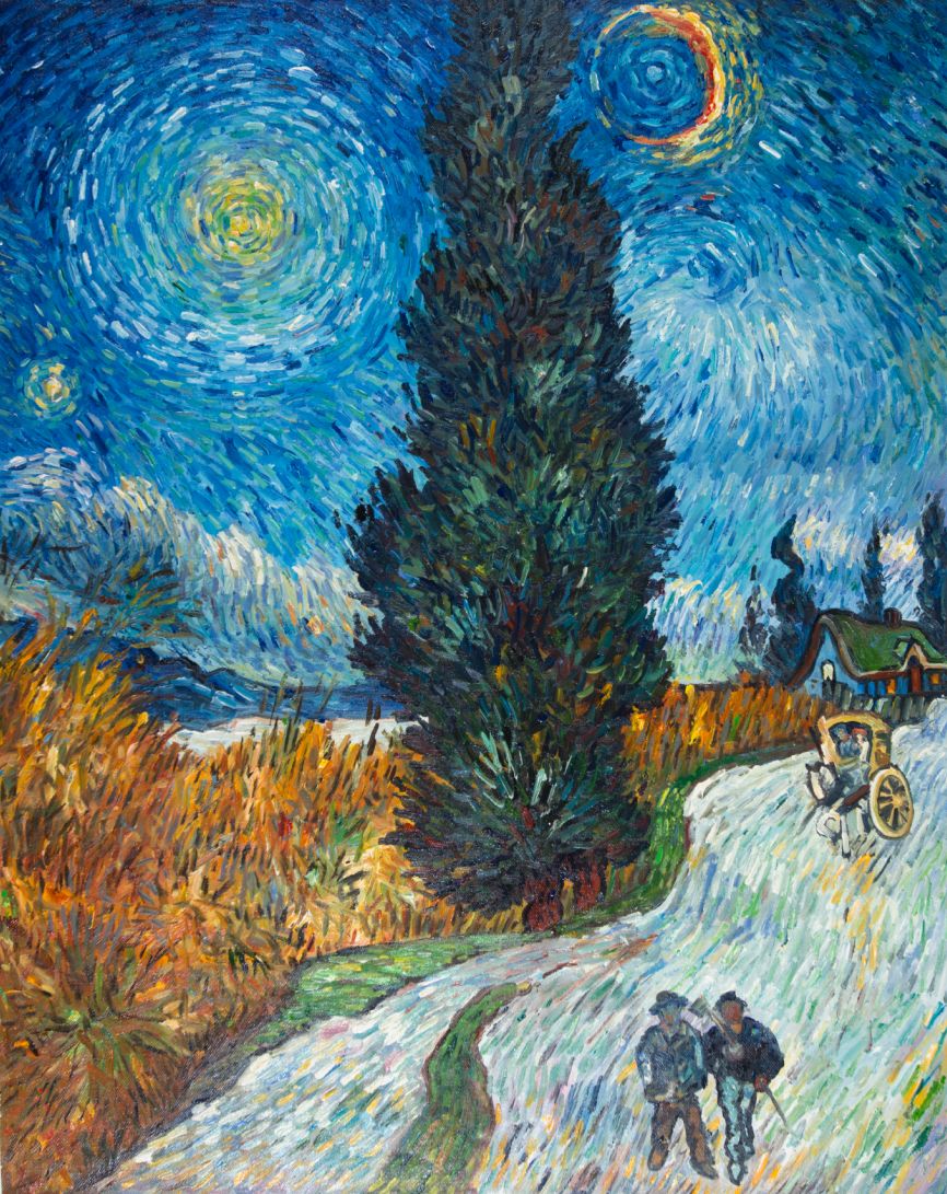 Road with Cypress and Star hand-painted Van Gogh reproduction