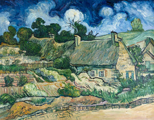 Thatched Cottages at Cordeville hand-painted Van Gogh reproduction