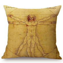 Load image into Gallery viewer, Leonardo Da Vinci Inspired Cushion Covers Vitruvian Man Cushion Cover
