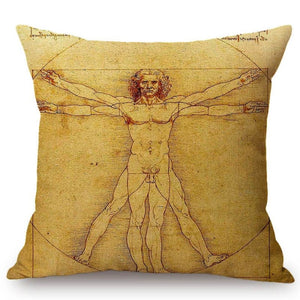 Leonardo Da Vinci Inspired Cushion Covers Vitruvian Man Cushion Cover