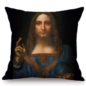 Leonardo Da Vinci Inspired Cushion Covers Salvator Mundi Cushion Cover