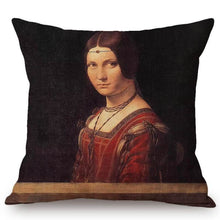 Load image into Gallery viewer, Leonardo Da Vinci Inspired Cushion Covers La Belle Ferronniere Cushion Cover

