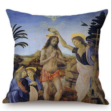 Load image into Gallery viewer, Leonardo Da Vinci Inspired Cushion Covers The Baptism Of Christ Cushion Cover

