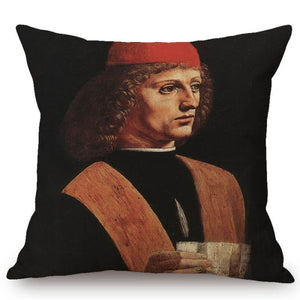 Leonardo Da Vinci Inspired Cushion Covers Portrait Of A Musician Cushion Cover
