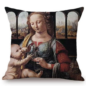 Leonardo Da Vinci Inspired Cushion Covers Madonna Of The Carnation Cushion Cover