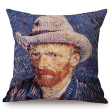 Load image into Gallery viewer, Vincent Van Gogh Inspired Cushion Covers 44X44Cm No Filling / Self-Portrait With Grey Felt Hat
