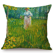 Load image into Gallery viewer, Vincent Van Gogh Inspired Cushion Covers 44X44Cm No Filling / A Woman Walking In A Garden Cushion
