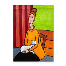 Load image into Gallery viewer, Jeanne Hebuterne and Cat painting by Cynthia Castejón
