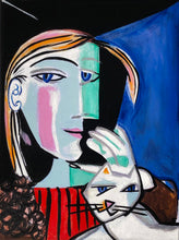 Load image into Gallery viewer, Marie Therese&#39;s Portrait with Cat painting by Cynthia Castejón
