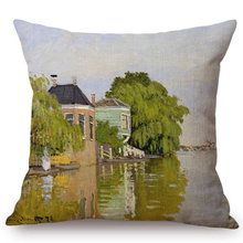 Load image into Gallery viewer, Claude Monet Inspired Cushion Covers Houses On The Achterzaan Cushion Cover
