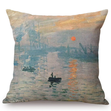 Load image into Gallery viewer, Claude Monet Inspired Cushion Covers Impression Sunrise Cushion Cover
