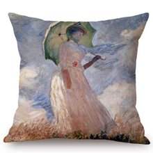 Load image into Gallery viewer, Claude Monet Inspired Cushion Covers Madame With Umbrella Cushion Cover
