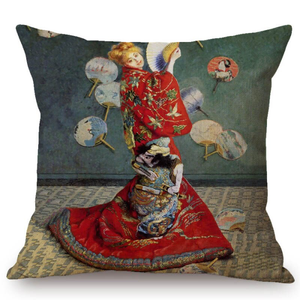 Claude Monet Inspired Cushion Covers Madame In Japanese Costume Cushion Cover