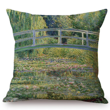 Load image into Gallery viewer, Claude Monet Inspired Cushion Covers Water Lilies And Japanese Bridge Cushion Cover
