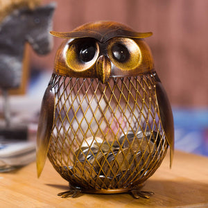 Metal Owl-Shaped Piggy Bank