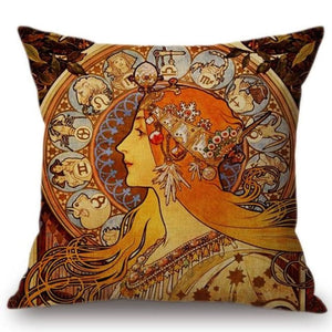 Alphonse Mucha Inspired Cushion Covers Zodiac Cushion Cover