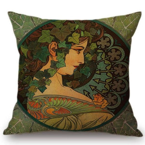 Alphonse Mucha Inspired Cushion Covers Laurel Cushion Cover