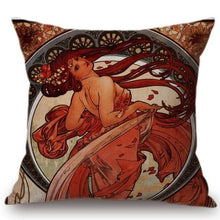 Load image into Gallery viewer, Alphonse Mucha Inspired Cushion Covers Dance Cushion Cover

