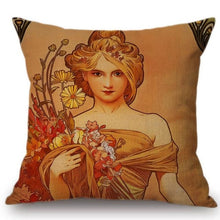 Load image into Gallery viewer, Alphonse Mucha Inspired Cushion Covers The Seasons Spring Cushion Cover

