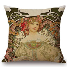 Load image into Gallery viewer, Alphonse Mucha Inspired Cushion Covers Reverie Cushion Cover
