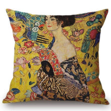 Load image into Gallery viewer, Gustav Klimt Inspired Cushion Covers Lady With Fan Cushion Cover
