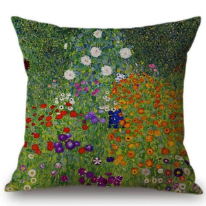 Gustav Klimt Inspired Cushion Covers Farm Garden With Sunflower Cushion Cover