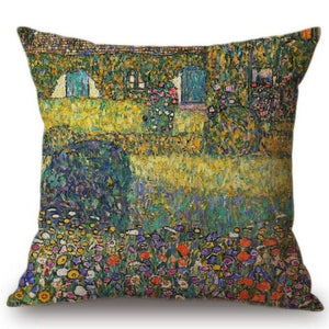 Gustav Klimt Inspired Cushion Covers Country House By The Attersee Cushion Cover