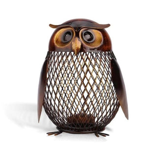 Metal Owl-Shaped Piggy Bank