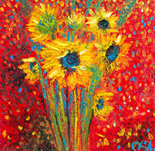 Load image into Gallery viewer, Red Sunflowers painting by Chiara Magni
