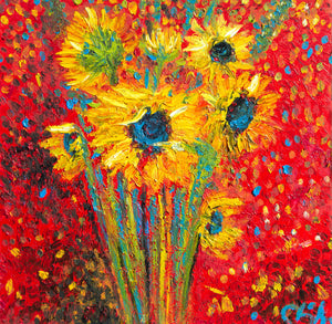 Red Sunflowers painting by Chiara Magni